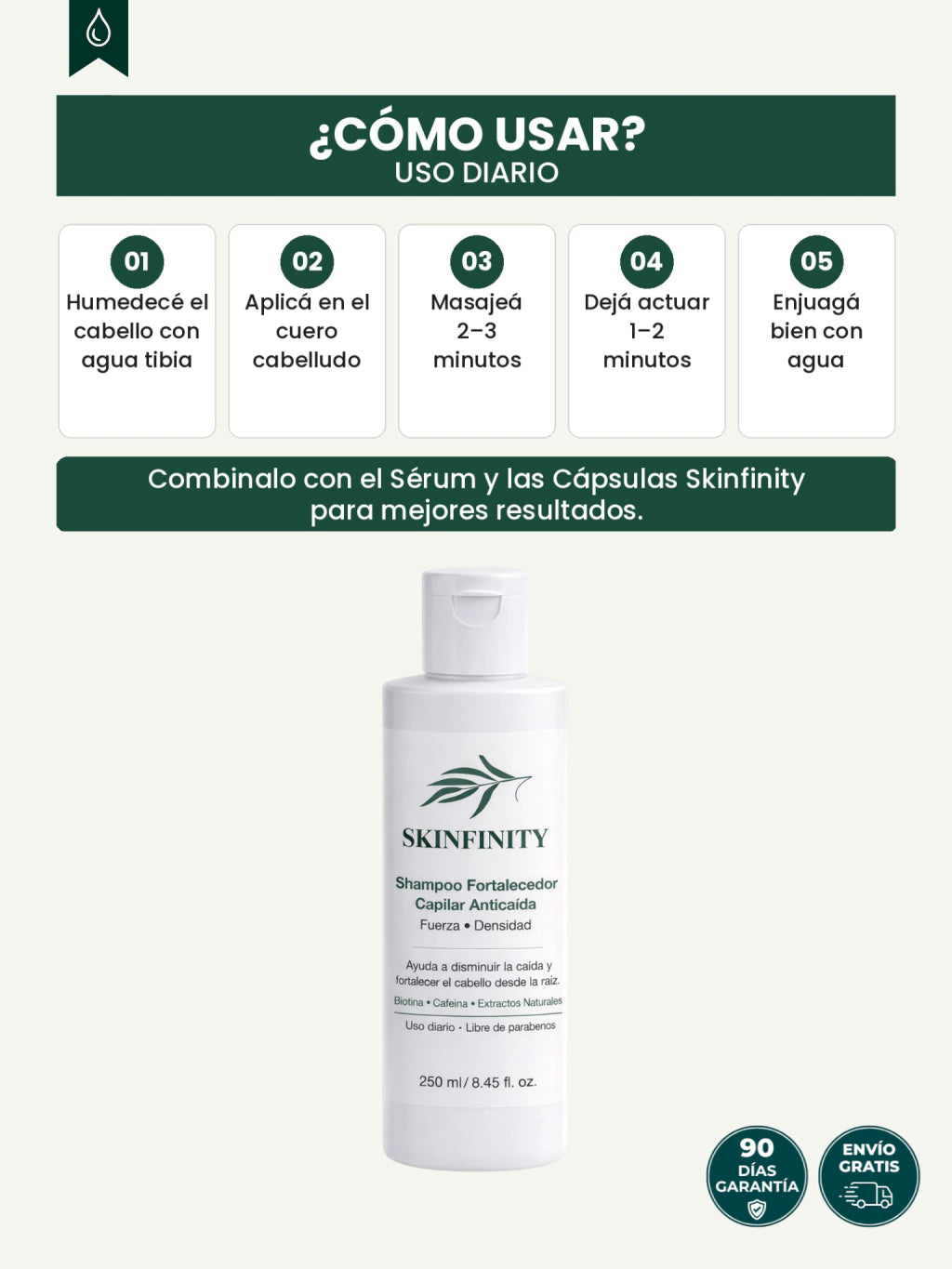 Shampoo Fórmula Anti-Caída Triple Bloqueo Anti-DHT - Skinfinity