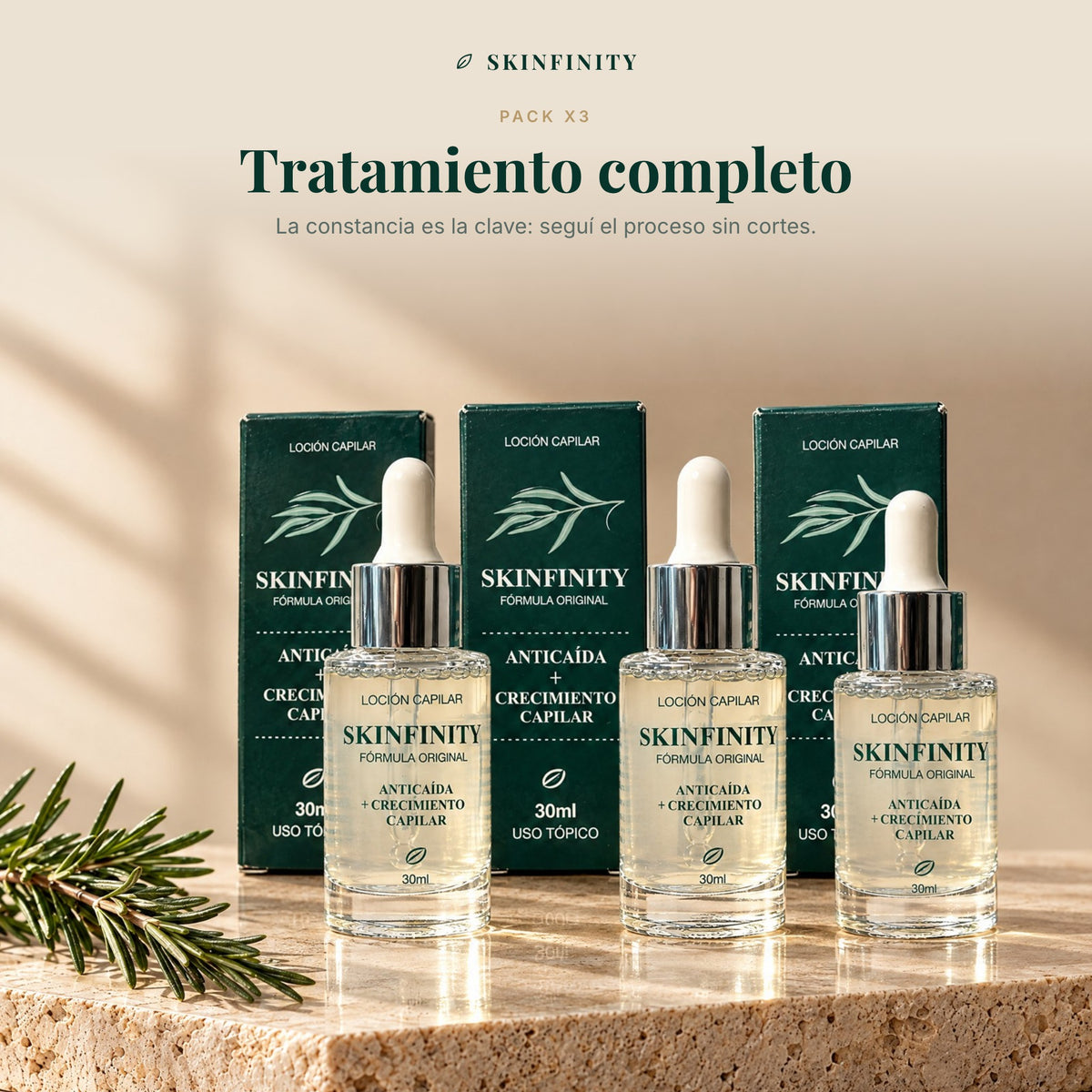 Serum Skinfinity - Fórmula avanzada de Saw Palmetto y Jojoba para crecimiento capilar